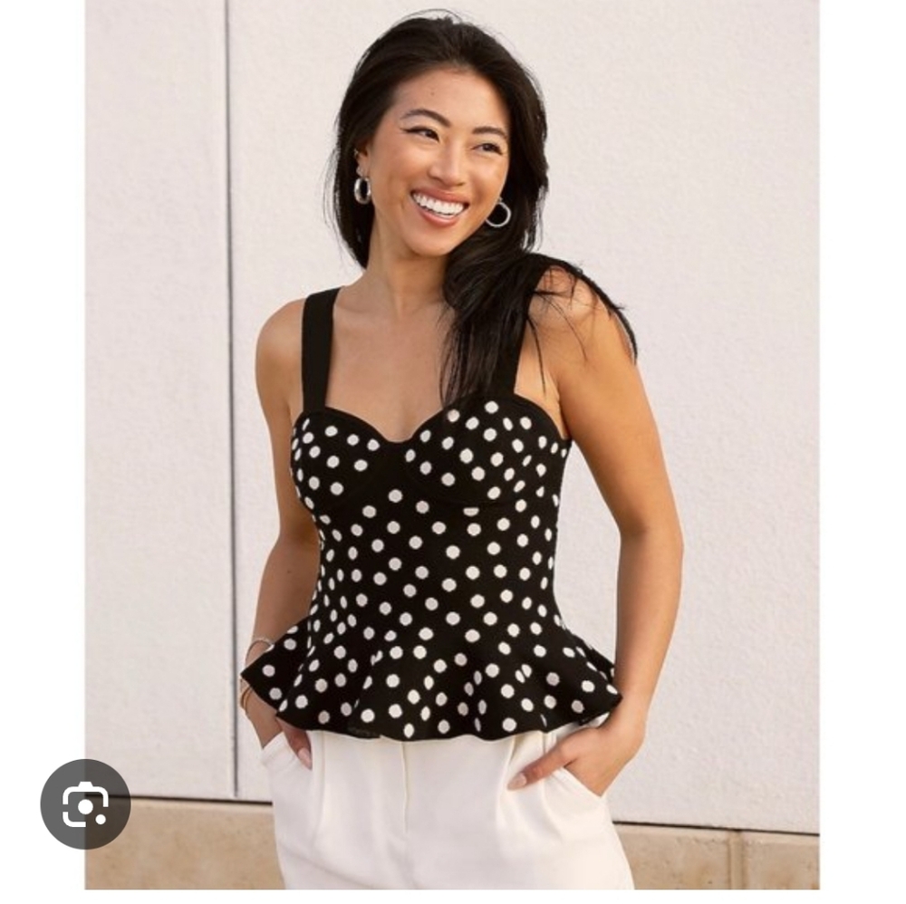 SALE--Express Black and White Polka Dot Tank Top